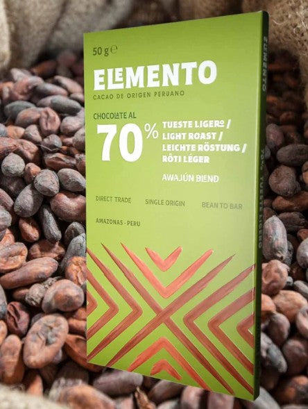 ELEMENTO Schokolade leichte Röstung mit 70% Kakao, Peru